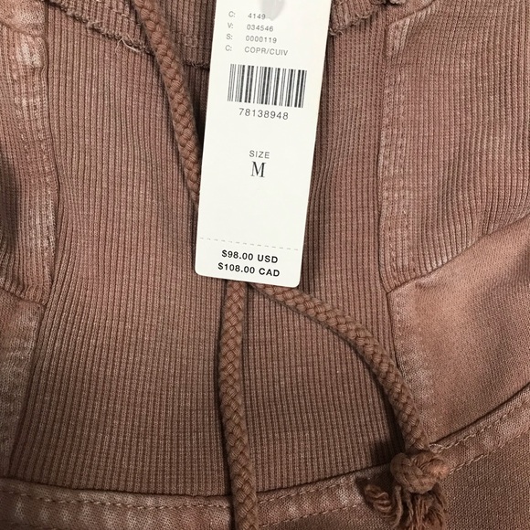 Anthropologie Daily Practice NWT, cotton mix, hooded crop. Dusty rose- M - Picture 4 of 6